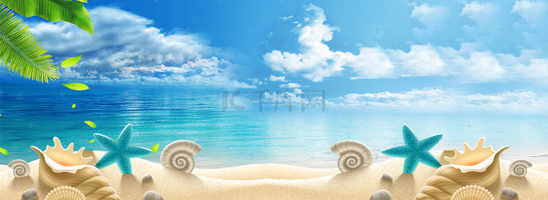 大海沙滩夏天背景图片_淘宝电商夏季清新大海背景