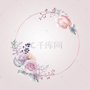 清新紫色花背景图片_矢量清新文艺手绘花环背景素材