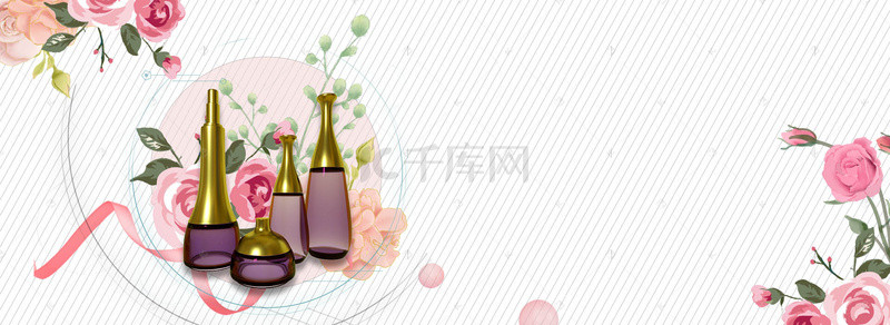 化妆品海报套装背景图片_化妆品清新白色海报背景banner