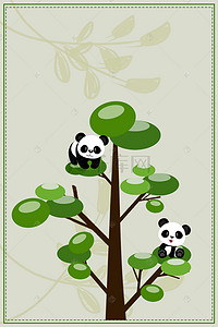 植树节创意背景图片_创意熊猫树植树节海报背景