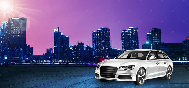 销售大气背景图片_汽车展示城市夜景大气背景