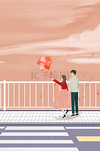 浪漫情侣促销海报背景图片_浪漫街道约会情侣海报