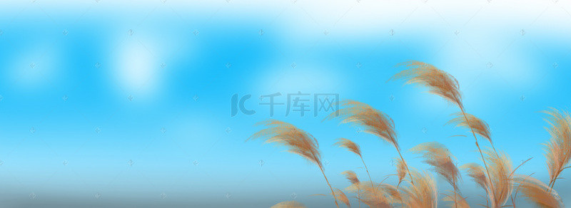 蓝色清新秋天背景图片_九月清新蓝色banner