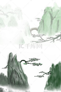 简约中国山水画源文件H5背景