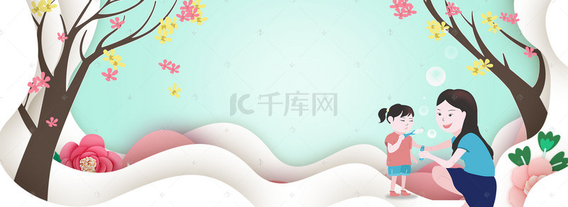 母亲节d背景图片_手绘微立体母亲节花卉banner