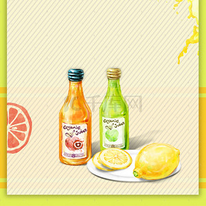 夏天果汁海报背景图片_夏日多彩手绘果汁海报
