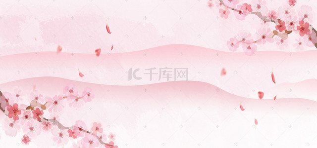 春游节背景图片_日系简约樱花主题粉色背景图