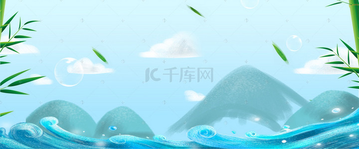 国风小清新背景图片_端午节简约小清新淘宝促销banner