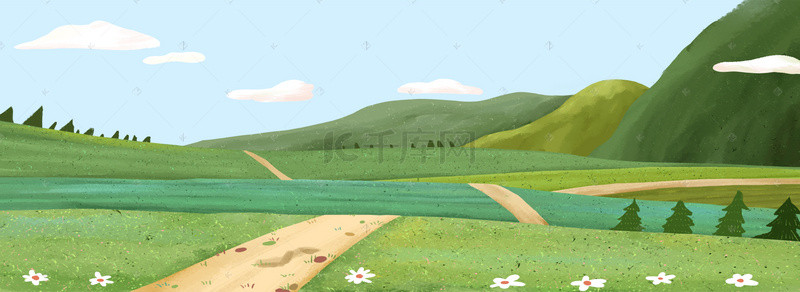 农村娃挑水的背景图片_美丽的田间小路景色