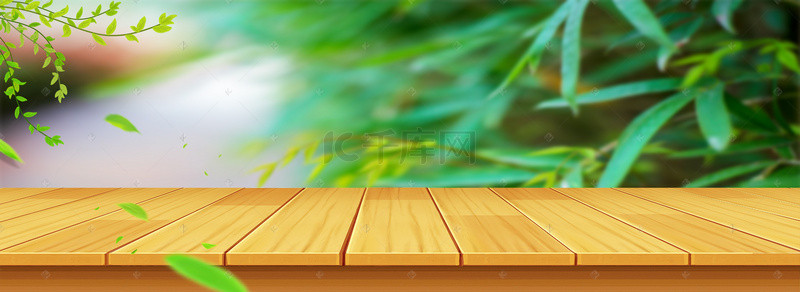 户外展板背景图片_清新竹林木板展板
