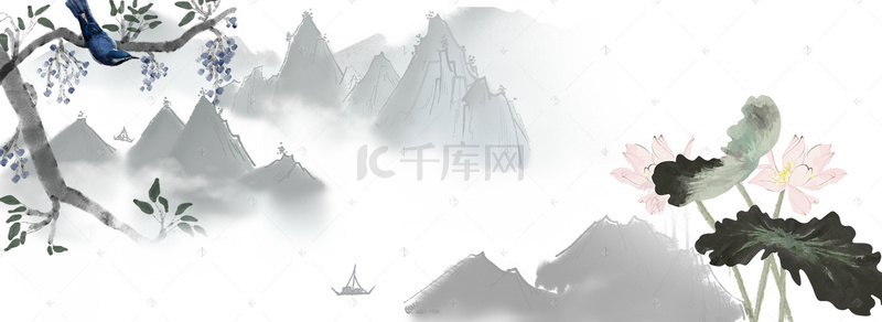 国风伞背景图片_复古中国风电商淘宝banner