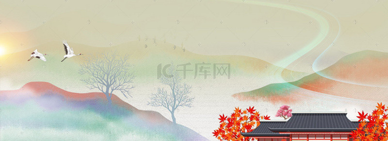 水墨背景房地产背景图片_新式中国风创意背景合成