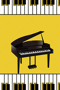五一钢琴背景图片_卡通钢琴培训背景