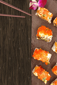 刺身海鲜套餐背景图片_时尚寿司美食海报背景