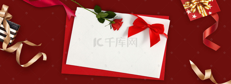 红色红彩带背景图片_大红色护肤品彩带礼盒促销banner
