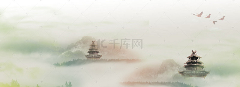 简约中国风西湖清新水墨背景