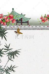山水墨文竹背景图片_复古中国风中式庭院