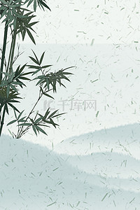 中国风印章背景背景图片_中国风竹叶画作水墨背景素材