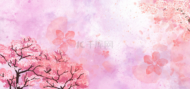 粉色小玫瑰花背景图片_粉色清新banner海报展板