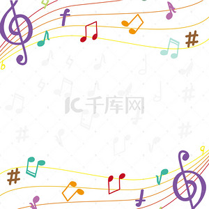 音乐节背景背景图片_抽象五线谱彩色音符音乐节背景素材