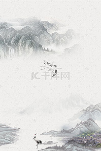 淡雅中国风山水画H5背景素材