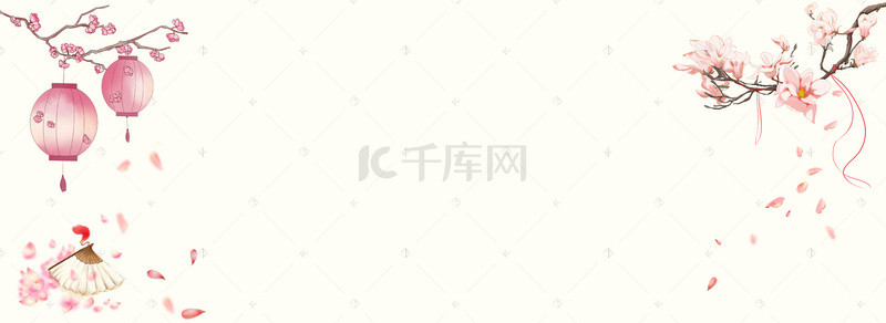 落花桃花背景图片_中国风文艺清新浪漫黄色banner