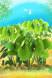 绿色植物海报背景背景图片_手绘小清新绿色植物海报背景