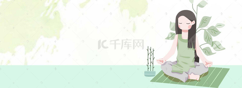 女人节瑜伽卡通海报背景