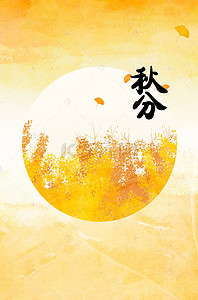 中国风金黄枫叶24节气之秋分海报