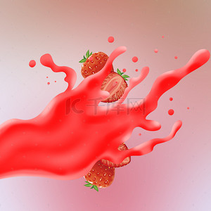 水果食品主图背景图片_红色飞溅果汁饮料食品PSD分层主图背景