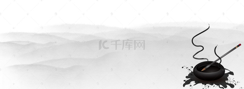 水墨文房四宝背景图片_中国风毛笔背景素材