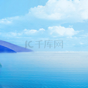 户外背景夏季背景图片_蓝色手绘清新自然夏季河流背景