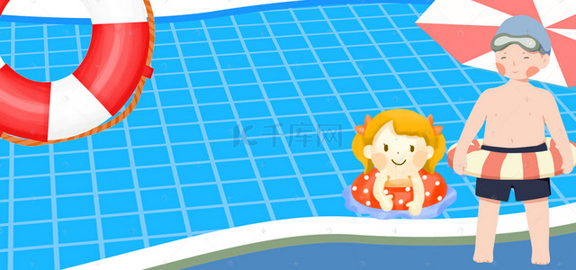 儿童游泳馆背景图片_成年人看管儿童游泳