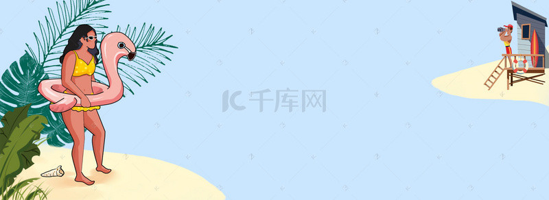 卡通风少女在海边