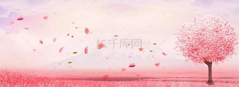 樱花季卡通背景图片_浪漫唯美樱花节创意背景