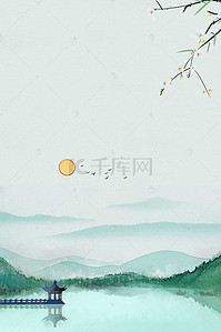 中国建筑海报背景图片_中国风庭院背景模板
