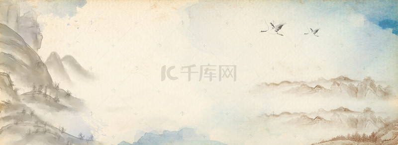 水彩湖面背景图片_简约水彩背景banner