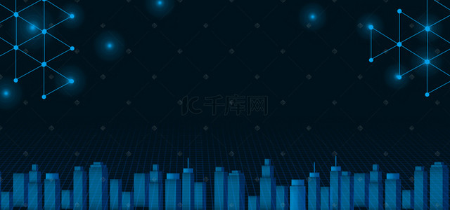大气蓝色企业背景背景图片_蓝色科技网格城市高楼背景