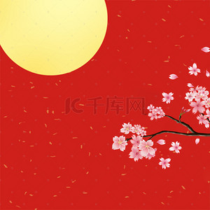 红色梅花图背景图片_红色中秋节日背景