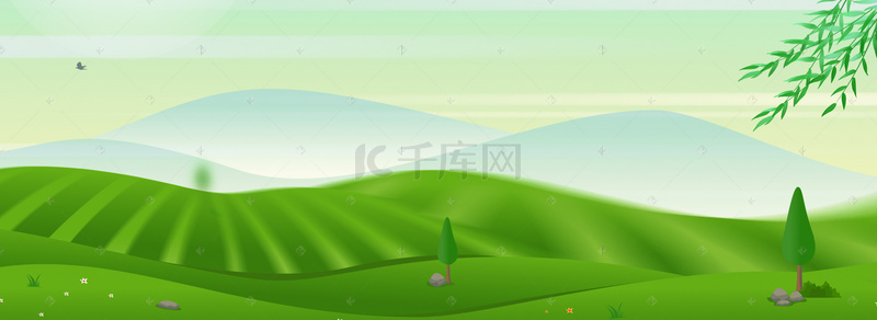 蓝天绿色环保背景图片_绿色田地展台背景