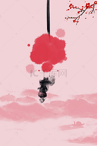 红色典雅背景图片_中国风水墨画作红色背景素材