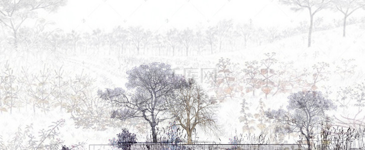 水墨国风手绘背景图片_新中国风复古房地产背景
