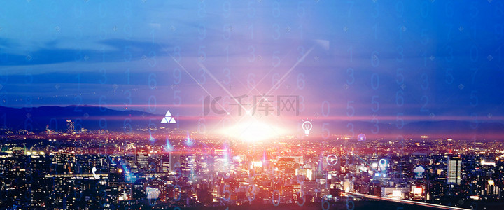 创意科技城市背景图片_未来城市科技大气背景海报