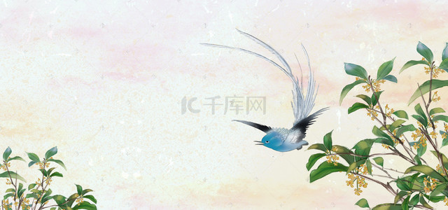 花卉海报背景图片_桂花文艺深秋电商Banner