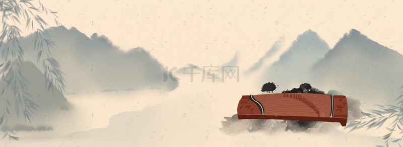 古筝背景背景图片_中华艺术典藏海报背景