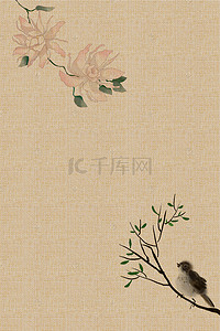 古风纸质质感鸟语花香背景素材
