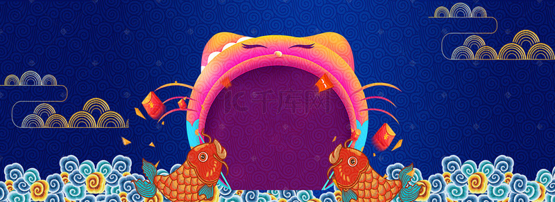 猪年狮头背景图片_春节猪年中国风电商海报背景