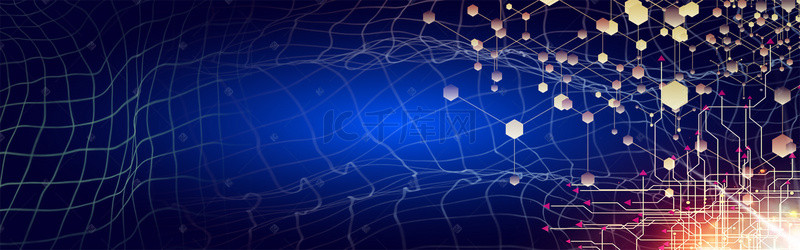科技数据电子商务背景图片_电子科技蓝色数码智能banner