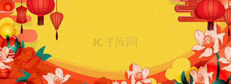 新年喜庆边框背景图片_中国风喜庆边框创意合成背景