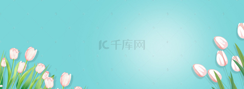 梦幻文艺小清新背景图片_大气花朵简约渐变蓝banner